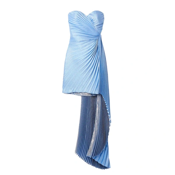 Draped Pleated Metallic Silk-Blend Crepe Mini Dress