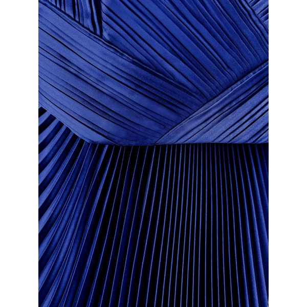 SemSem Engineered Plissé Bustier Maxi Dress in Navy | Maxi Dresses | Coveti