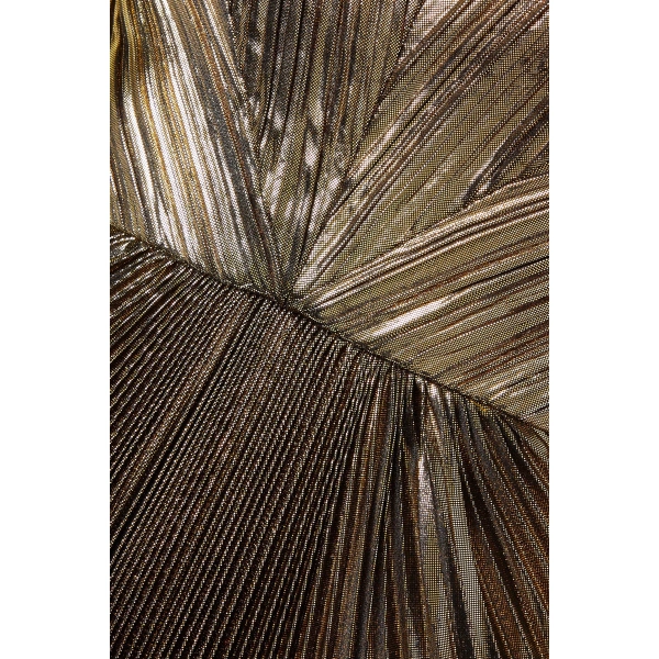 SemSem Gold Pleated Metallic Lamé Gown | Evening Gowns | Coveti