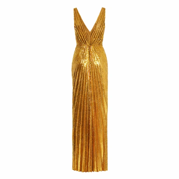 SemSem Gold Sequin Sunray Gown | Evening Gowns | Coveti