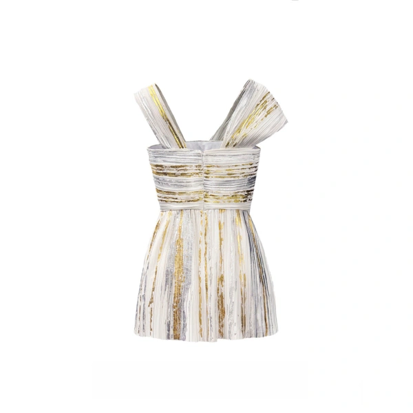 SemSem Gold & Silver Foil Plissé Top | Tops | Coveti