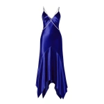 SemSem Indigo Crystal Embellished Silk Dress | Midi Dresses | Coveti