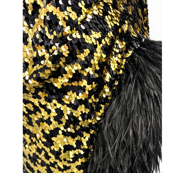 SemSem Leopard Sequin Dress with Feather Detail | Maxi Dresses | Coveti