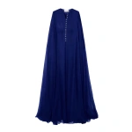 SemSem Navy Silk Chiffon Kaftan Dress | Maxi Dresses | Coveti