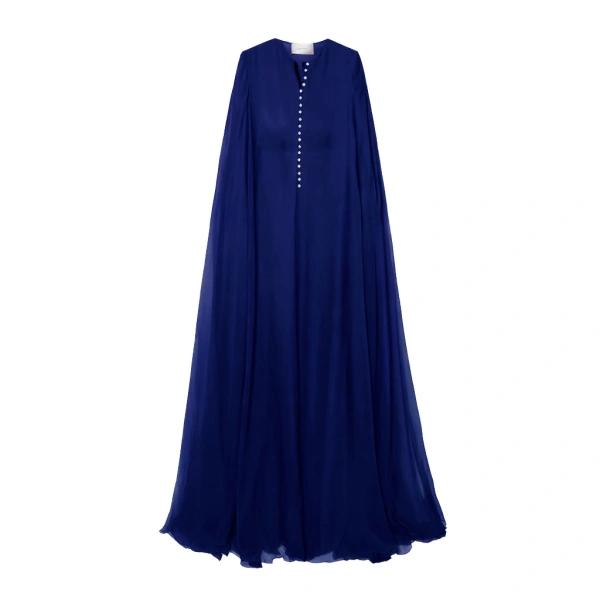Navy Silk Chiffon Kaftan Dress