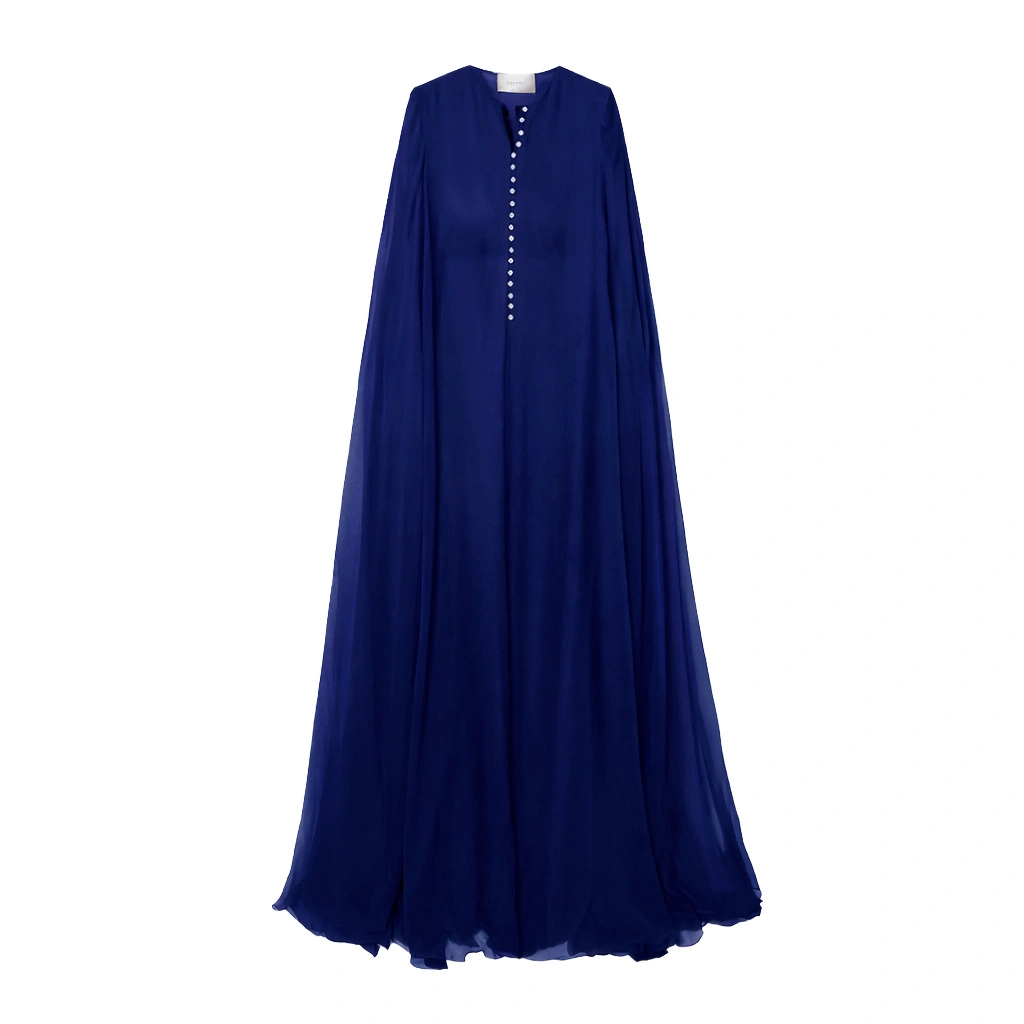 SemSem Navy Silk Chiffon Kaftan Dress