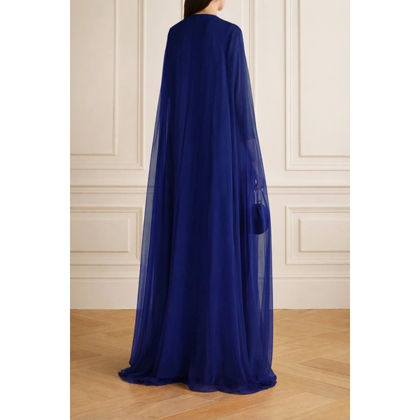 SemSem Navy Silk Chiffon Kaftan Dress | Maxi Dresses | Coveti