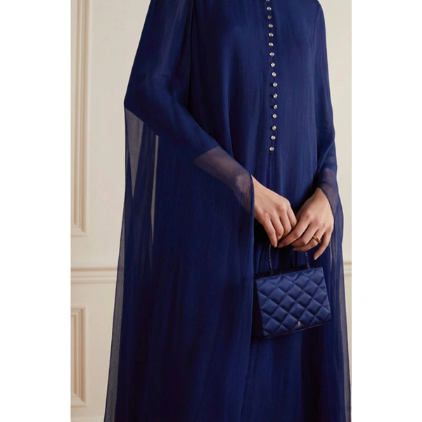 SemSem Navy Silk Chiffon Kaftan Dress | Maxi Dresses | Coveti