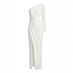 SemSem One-Shoulder Cutout Sequined Knitted Gown | Evening Gowns | Coveti