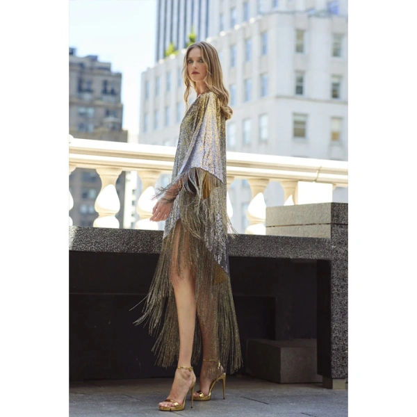 SemSem One Shoulder Ombré Sequin Kaftan | Maxi Dresses | Coveti