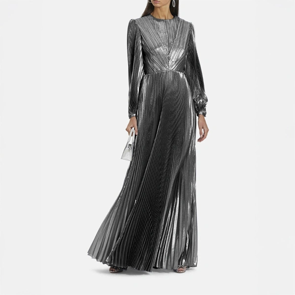 SemSem Pleated Metallic Maxi Dress | Maxi Dresses | Coveti