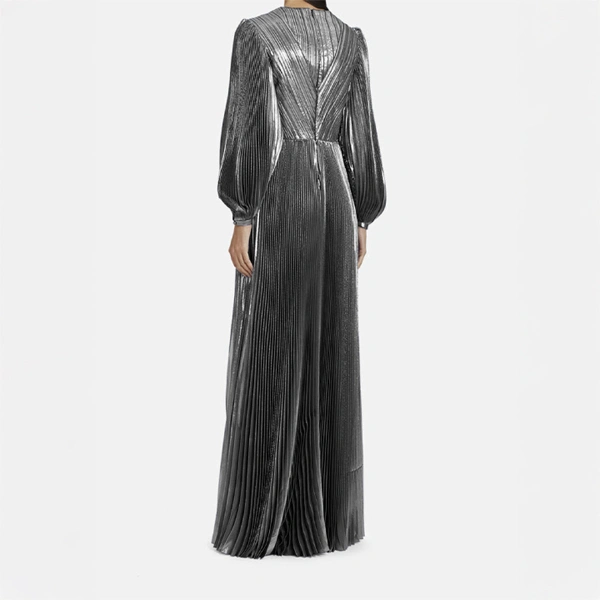 SemSem Pleated Metallic Maxi Dress | Maxi Dresses | Coveti