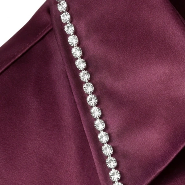 SemSem Silk Shirt Dress with Side Slits in Burgundy | Maxi Dresses | Coveti
