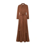 SemSem Silk Shirt Dress with Side Slits in Camel | Maxi Dresses | Coveti