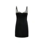 SemSem Stretch Crepe Mini Dress in Black | Mini Dresses | Coveti