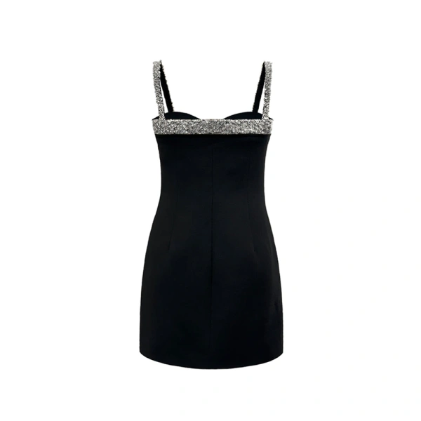 SemSem Stretch Crepe Mini Dress in Black | Mini Dresses | Coveti
