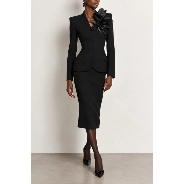 Sergio Hudson Black Collarless Jacket | Blazers | Coveti