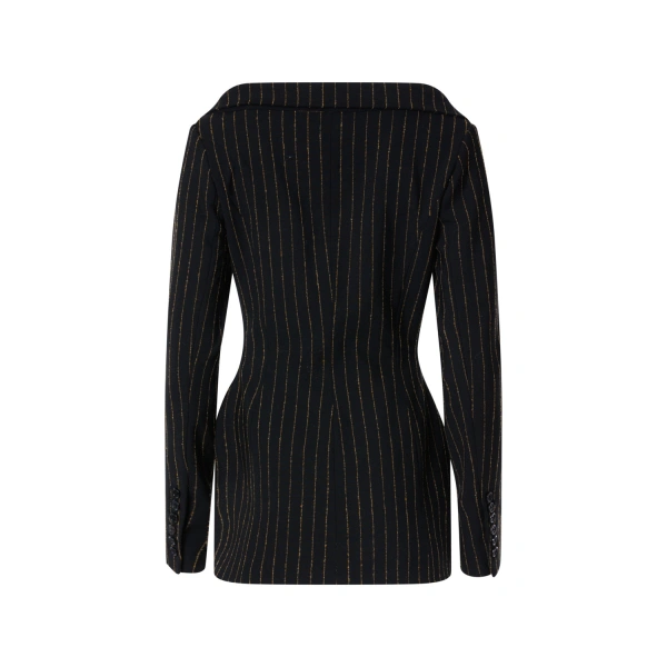 Sergio Hudson Black Pinstripe Off The Shoulder Blazer | Blazers | Coveti
