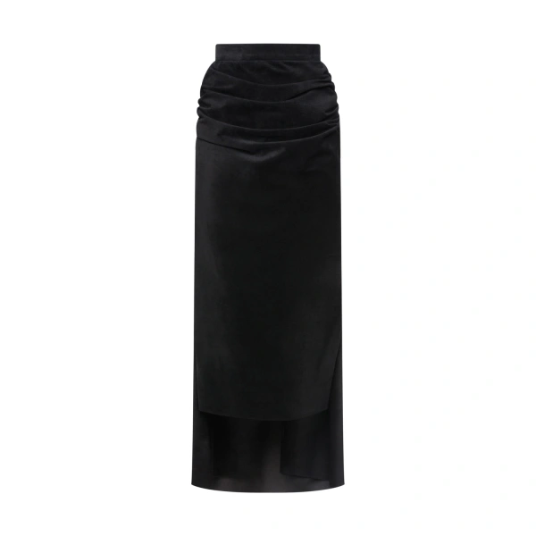 Black Suede Sash Midi Skirt