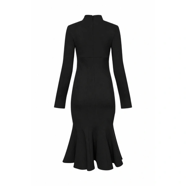 Sergio Hudson Black Tulip Dress | Midi Dresses | Coveti