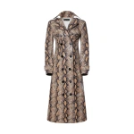 Sergio Hudson Camel Snakeskin Leather Cupped Trench Dress | Midi Dresses | Coveti