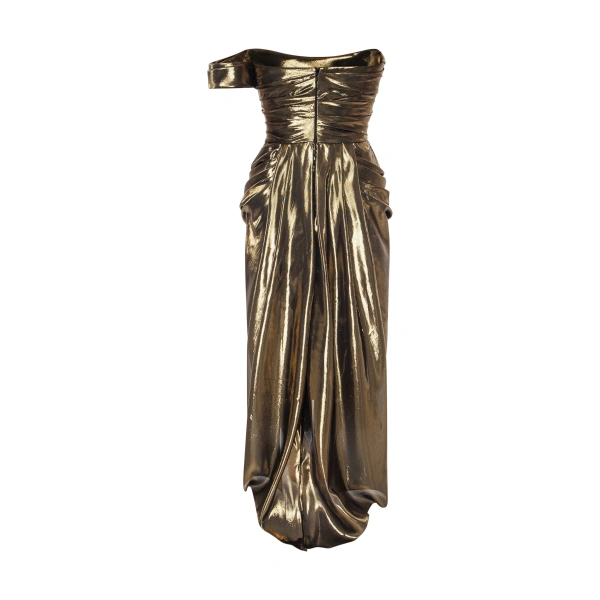 Sergio Hudson Gold Lamé Cocktail Dress | Cocktail Dresses | Coveti