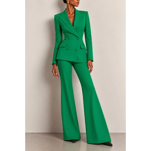 Sergio Hudson Green Double Breasted Jacket | Blazers | Coveti