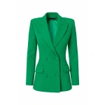 Sergio Hudson Green Double Breasted Jacket | Blazers | Coveti