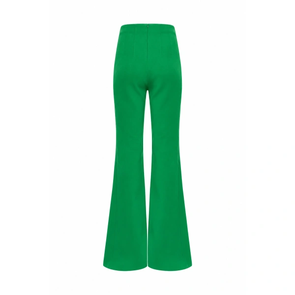 Sergio Hudson Green High Waisted Boot Cut Pant | Tailored Pants | Coveti