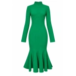 Sergio Hudson Green Tulip Dress | Midi Dresses | Coveti