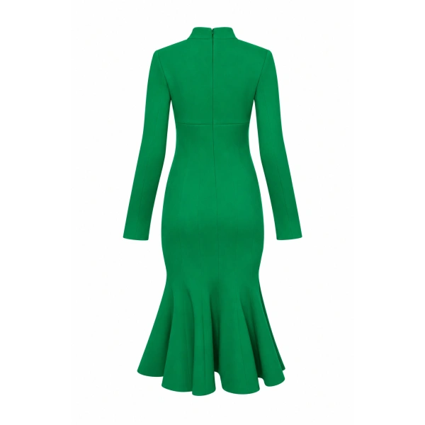 Sergio Hudson Green Tulip Dress | Midi Dresses | Coveti