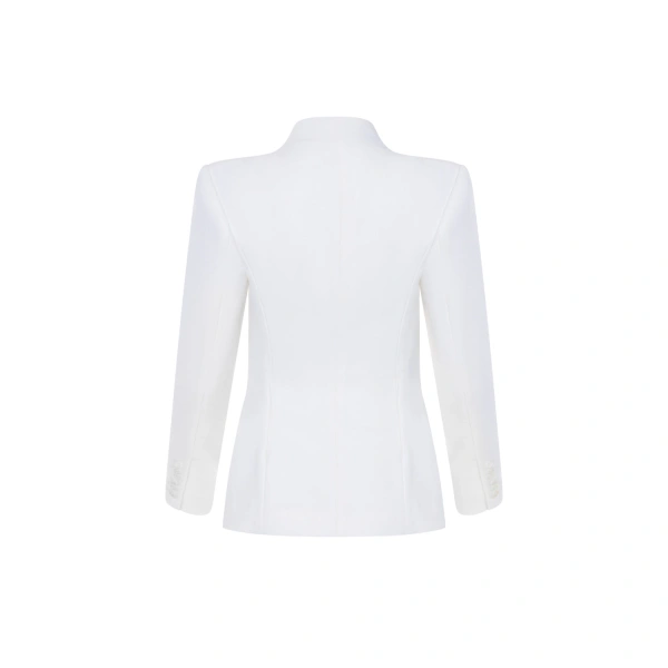 Sergio Hudson White Collarless Jacket | Blazers | Coveti