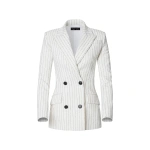 Sergio Hudson White Pinstripe Double Breasted Jacket | Blazers | Coveti