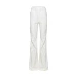 Sergio Hudson White Pinstripe High Waisted Bootcut Pant | Tailored Pants | Coveti