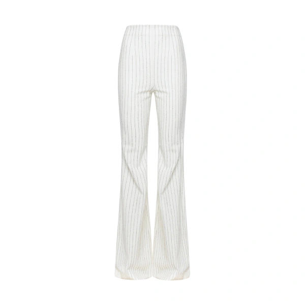 White Pinstripe High Waisted Bootcut Pant