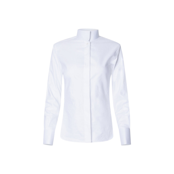 White Rounded Collar Button Down Shirt