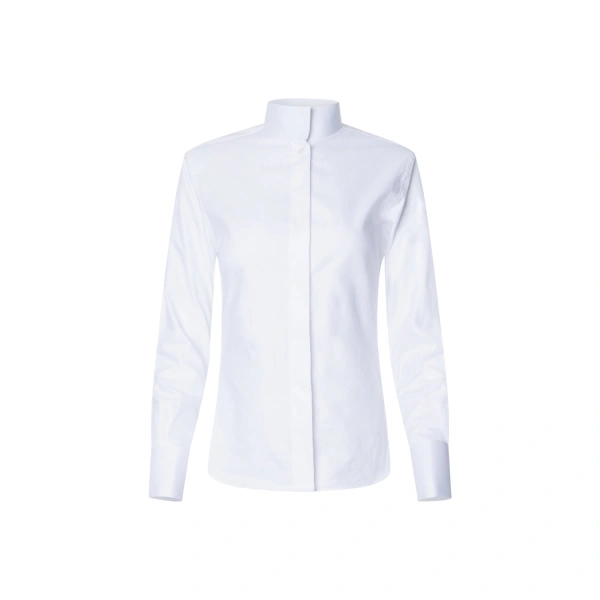 White Rounded Collar Button Down Shirt