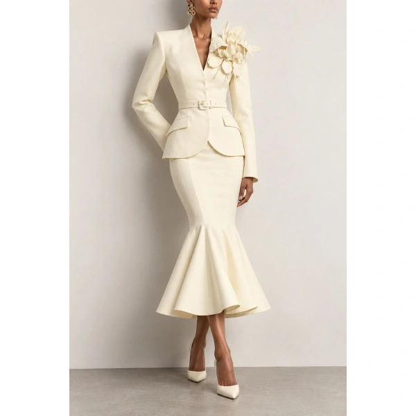Sergio Hudson White Tulip Skirt | Midi Skirts | Coveti