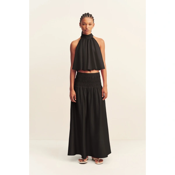 Shona Joy Aura Semi Sheer Halter Top in Black, view 2