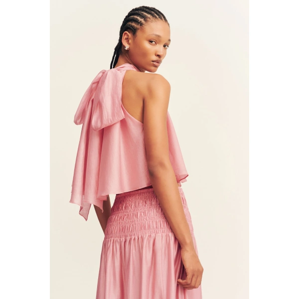 Shona Joy Aura Semi Sheer Halter Top in Rosewater, view 3