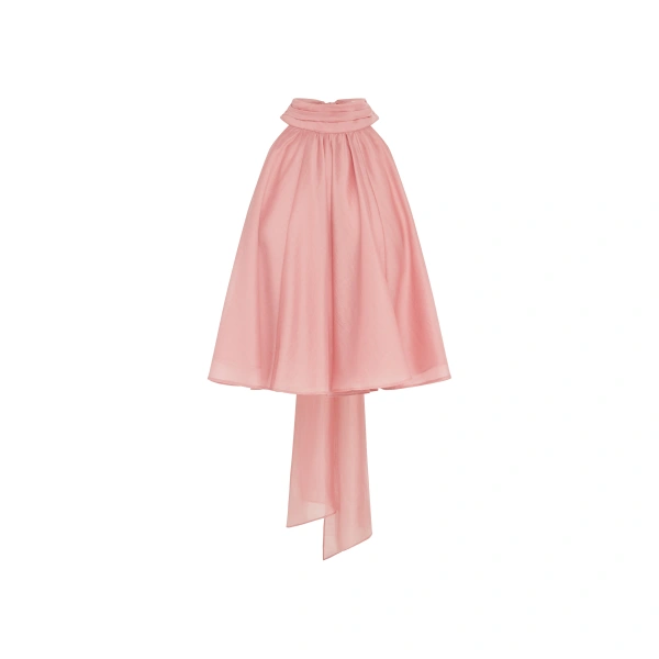 Aura Semi Sheer Halter Top in Rosewater