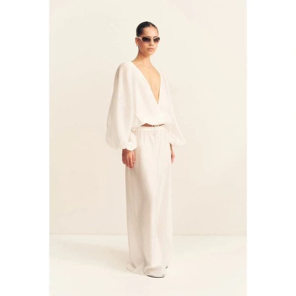 Shona Joy Aura Semi Sheer Pant in Ivory, view 3