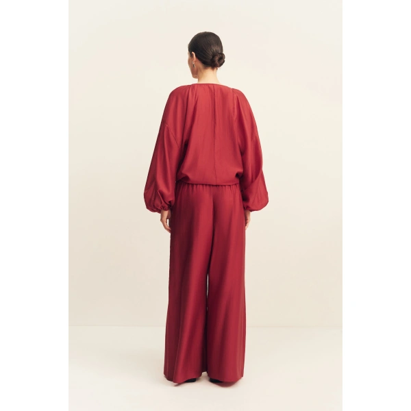 Shona Joy Aura Semi Sheer Pant in Rouge, view 5