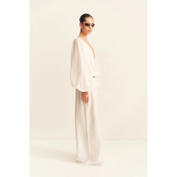 Shona Joy Aura Sheer Blouson Top in Ivory, view 4