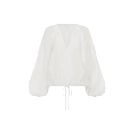 Shona Joy Aura Sheer Blouson Top in Ivory