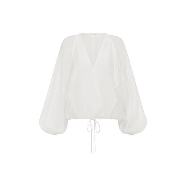 Aura Sheer Blouson Top in Ivory
