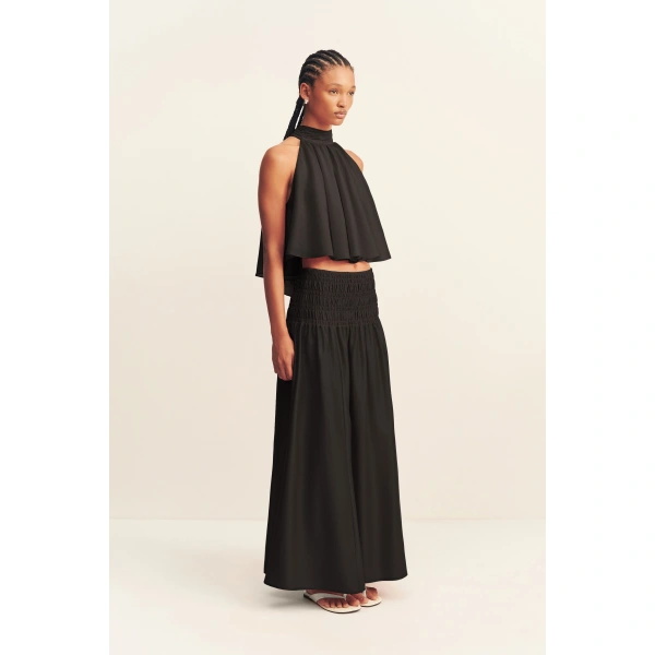 Shona Joy Aura Shirred Maxi Skirt in Black, view 4