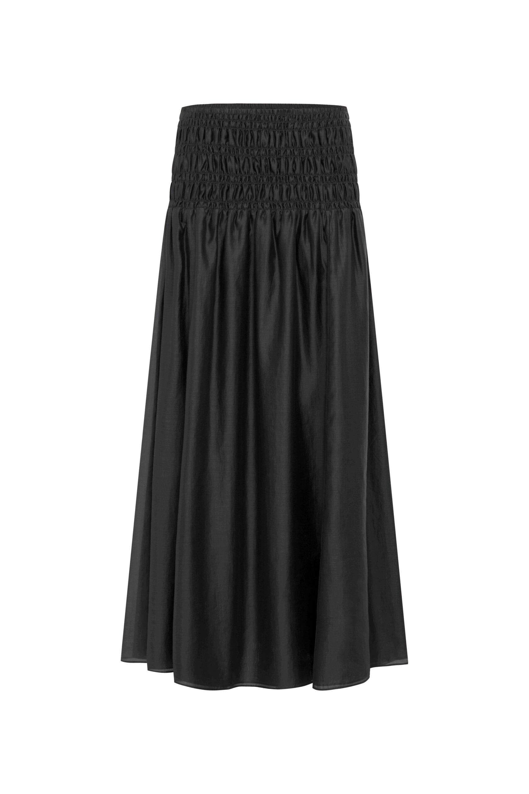 Aura Shirred Maxi Skirt in Black