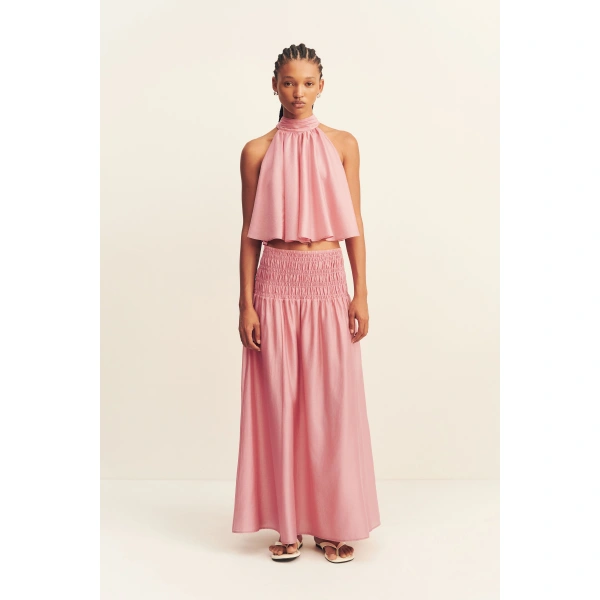 Shona Joy Aura Shirred Maxi Skirt in Rosewater, view 2