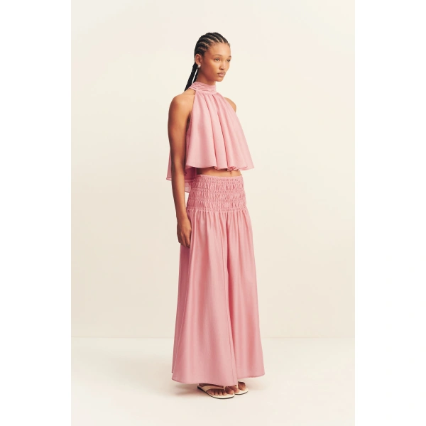 Shona Joy Aura Shirred Maxi Skirt in Rosewater, view 4